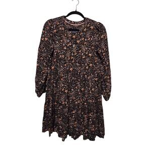 Maeve By Anthropologie Dark Floral Dress SM Ditsy Tiered Boho Cottage Festival
